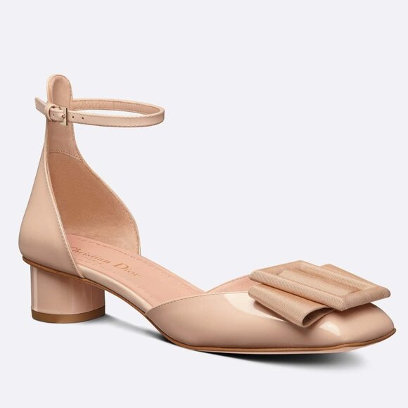 DIOR IDYLLE Patent Leather Ankle Strap Bow Buckle Ballet Pumps Shoes Heels - Picture 2 of 15